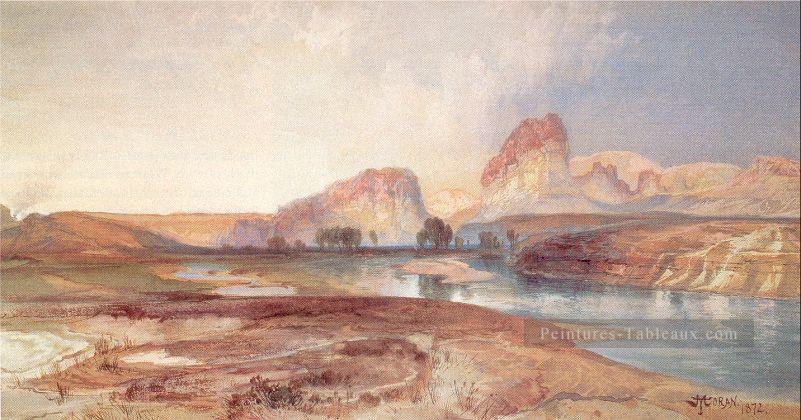 Falaises rivière verte Wyoming paysage montagnes Rocheuses école Thomas Moran Peintures à l'huile